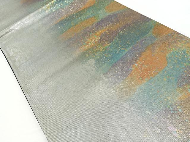 平和屋着物◎六通柄袋帯 霞文 引箔 正絹 逸品 BAAQ9574cm