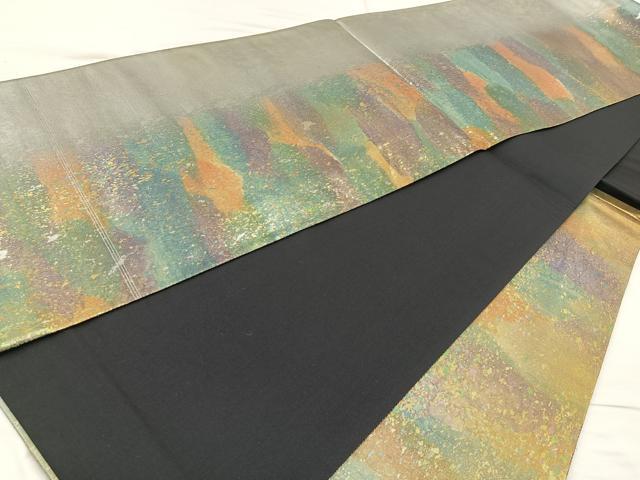 平和屋着物◎六通柄袋帯 霞文 引箔 正絹 逸品 BAAQ9574cm
