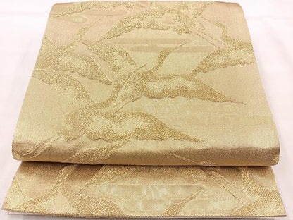 平和屋着物◎六通柄京袋帯 舞鶴文 金糸 正絹 逸品 BAAQ9583cm