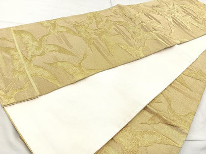 平和屋着物◎六通柄京袋帯 舞鶴文 金糸 正絹 逸品 BAAQ9583cm