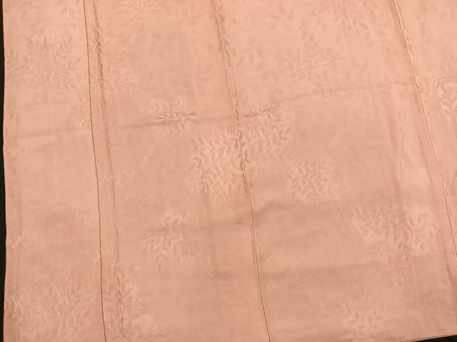 平和屋着物□上質な色無地 草葉地紋 紅梅色 正絹 逸品 BAAQ9794je