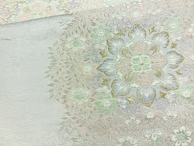 平和屋着物◎六通柄袋帯 唐織 宝相華 金銀糸 正絹 逸品 BAAQ9805cm