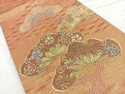 平和屋着物◎太鼓柄袋帯 笠松文 金銀糸 正絹 逸品 BAAQ9812cm
