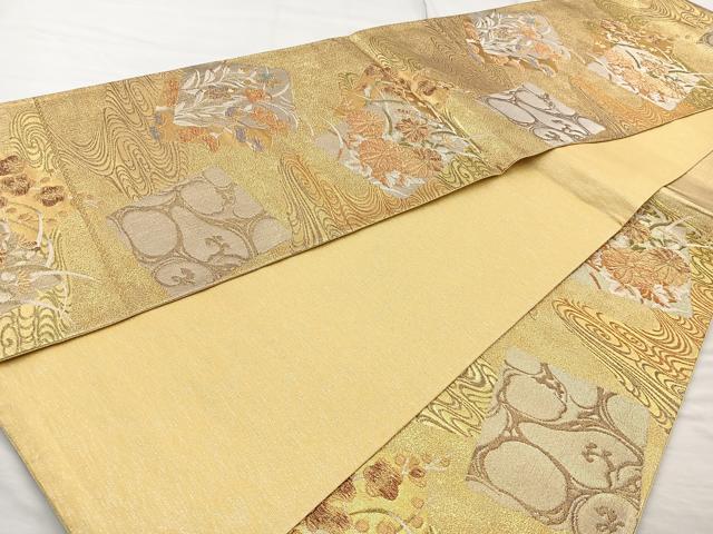 平和屋着物◎六通柄袋帯 流水色紙花文 金糸 正絹 逸品 BAAQ9836cm