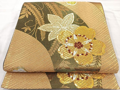 平和屋着物◎六通柄袋帯 桜楓文 金銀糸 正絹 逸品 BAAQ9846cm