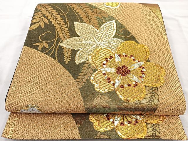 平和屋着物◎六通柄袋帯 桜楓文 金銀糸 正絹 逸品 BAAQ9846cm