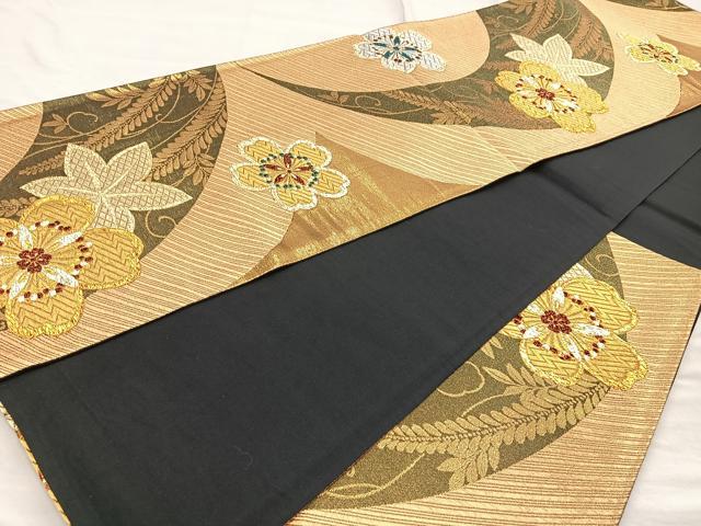 平和屋着物◎六通柄袋帯 桜楓文 金銀糸 正絹 逸品 BAAQ9846cm
