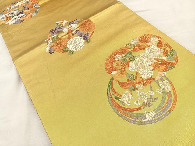 平和屋着物◎六通柄袋帯 唐織 花丸文 正絹 逸品 BAAQ9865cm