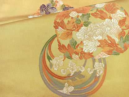 平和屋着物◎六通柄袋帯 唐織 花丸文 正絹 逸品 BAAQ9865cm