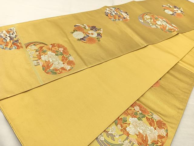 平和屋着物◎六通柄袋帯 唐織 花丸文 正絹 逸品 BAAQ9865cm