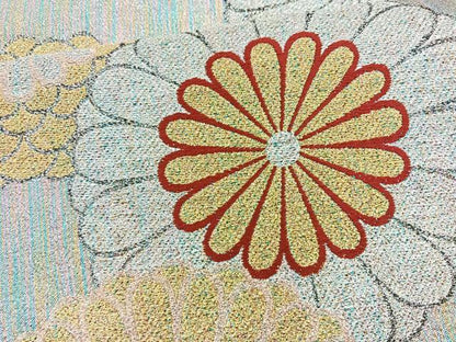 平和屋着物◎六通柄袋帯 舞花文 黒地 金銀糸 正絹 逸品 BAAQ9909cm