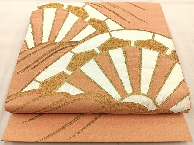 平和屋着物◎太鼓柄袋帯 片輪車 金糸 正絹 逸品 BAAQ9932cm