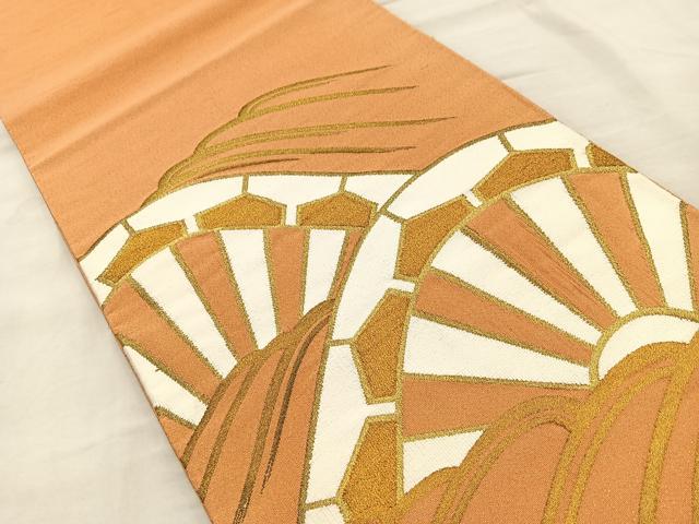 平和屋着物◎太鼓柄袋帯 片輪車 金糸 正絹 逸品 BAAQ9932cm