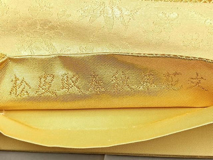 平和屋着物◎六通柄袋帯 唐織 松皮取春秋草花文 金糸 正絹 逸品 BAAQ9938cm