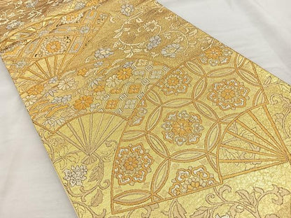 平和屋着物◎六通柄袋帯 正倉院更紗 金銀糸 正絹 逸品 BAAQ9943cm