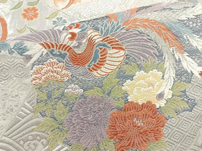 平和屋着物◎六通柄袋帯 唐織 プラチナ箔 桃山雪輪文 正絹 逸品 BAAQ9978cm