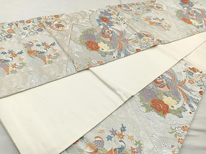 平和屋着物◎六通柄袋帯 唐織 プラチナ箔 桃山雪輪文 正絹 逸品 BAAQ9978cm