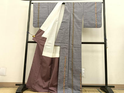 平和屋着物■訪問着　紬地　有職間道　正絹　逸品　未使用　BAAR0806hv