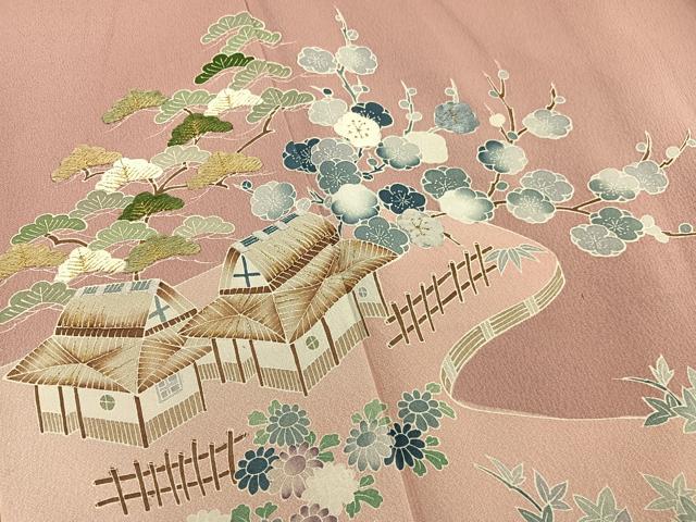 平和屋着物■豪華色留袖 刺繍 松竹梅 御所解文 金糸 正絹 逸品 BAAR0915hv
