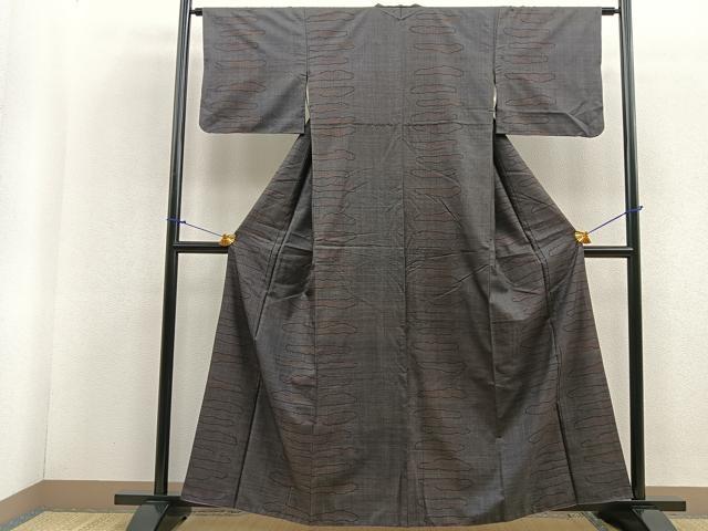 平和屋着物■本場大島紬　7マルキ　幾何学文　正絹　逸品　BAAR1009vx