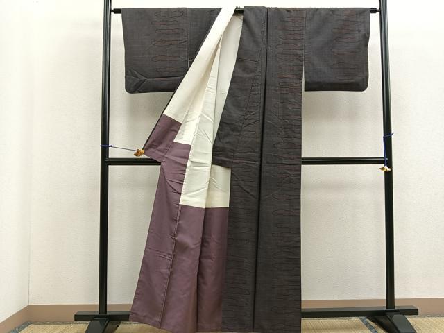 平和屋着物■本場大島紬　7マルキ　幾何学文　正絹　逸品　BAAR1009vx