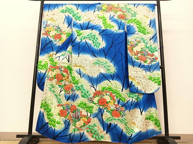 平和屋着物□豪華振袖 刺繍 舞花文 暈し染め 金銀糸 正絹 逸品