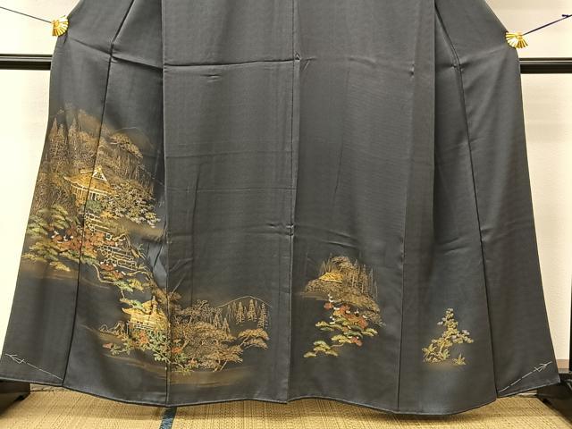 2097.ぼかし染 水辺風景に鳥 訪問着 共八掛 袷 金銀彩 正絹 着物 平和屋着物□訪問着 風景文 金銀彩 正絹 逸品 未使用 BAAR1293by