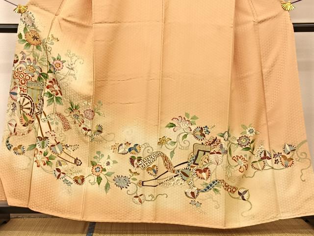 平和屋着物□豪華色留袖 駒刺繍 御所車花文 暈し染め 金彩