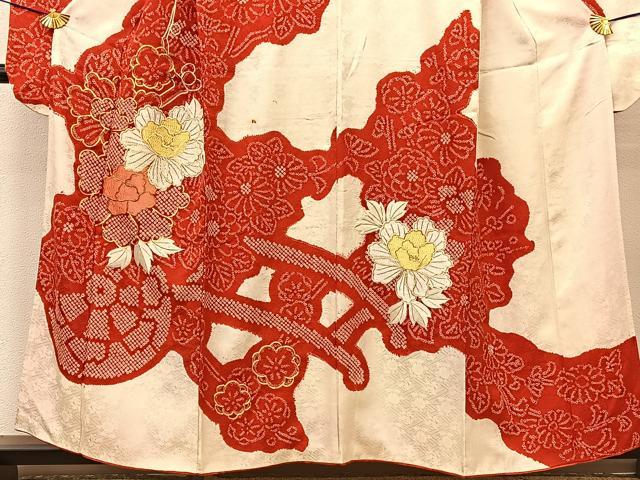 平和屋着物□豪華振袖 絞り 駒刺繍 花車文 正絹 逸品 BAAR1363by