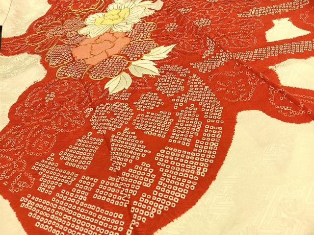 豪華振袖　駒刺繍　絞り　花筏文　正絹　逸品 平和屋着物□豪華振袖 絞り 駒刺繍 花車文 正絹 逸品 BAAR1363by