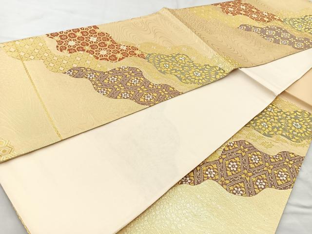 平和屋着物◎六通柄袋帯 唐織 道長花文 金糸 正絹 逸品 BAAR2819cm