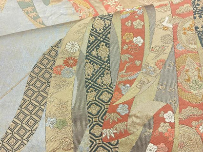 平和屋着物◎六通柄袋帯 几帳宝尽くし花文 金銀糸 引箔 正絹 逸品 BAAR2866cm