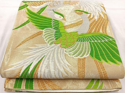 平和屋着物◎六通柄袋帯 鳳凰 金銀糸 正絹 逸品 BAAR2902cm