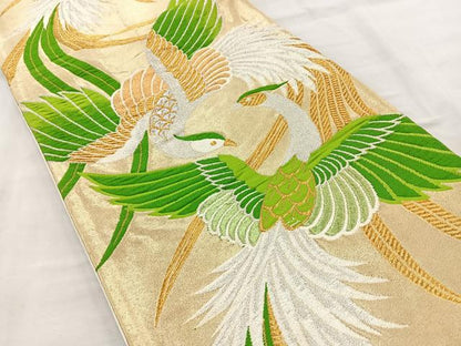 平和屋着物◎六通柄袋帯 鳳凰 金銀糸 正絹 逸品 BAAR2902cm