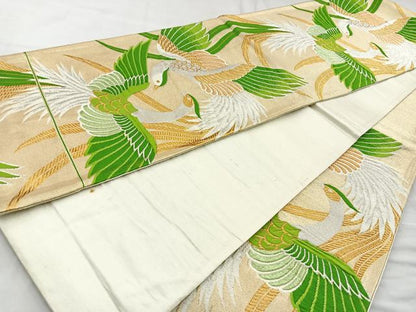 平和屋着物◎六通柄袋帯 鳳凰 金銀糸 正絹 逸品 BAAR2902cm