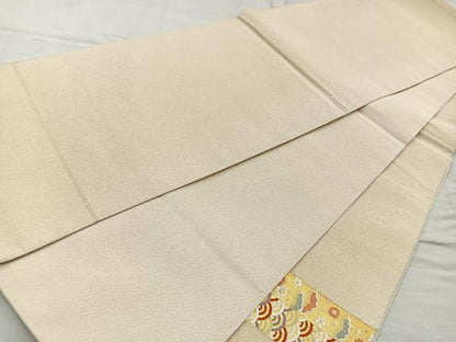 平和屋着物◎太鼓柄袋帯 唐織 松皮菱飛鶴花文 金糸 正絹 逸品 BAAR2920cm