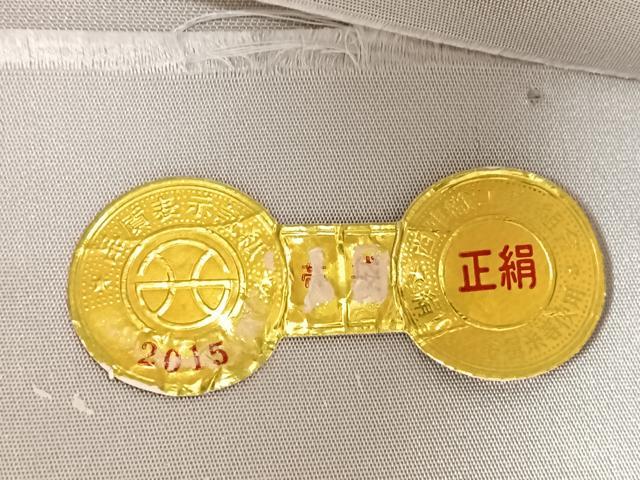 平和屋着物◎西陣 六通柄袋帯 扇面枝花文 銀糸 正絹 逸品 BAAR2931cm