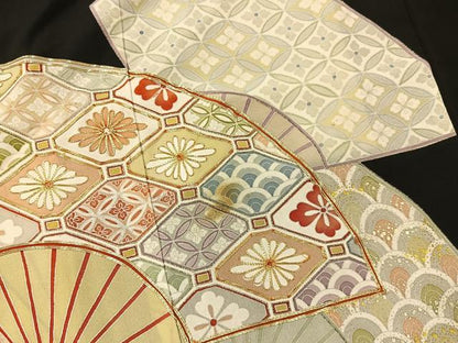 平和屋着物■豪華黒留袖 駒刺繍 扇面花文 金銀彩 正絹 逸品 BAAR3137ea