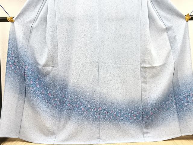 平和屋着物▽訪問着　単衣　あられ文　たたき染め　鬼しぼ縮緬　洗える着物　BAAR3822yc