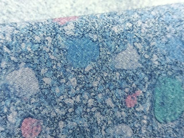 平和屋着物▽訪問着　単衣　あられ文　たたき染め　鬼しぼ縮緬　洗える着物　BAAR3822yc