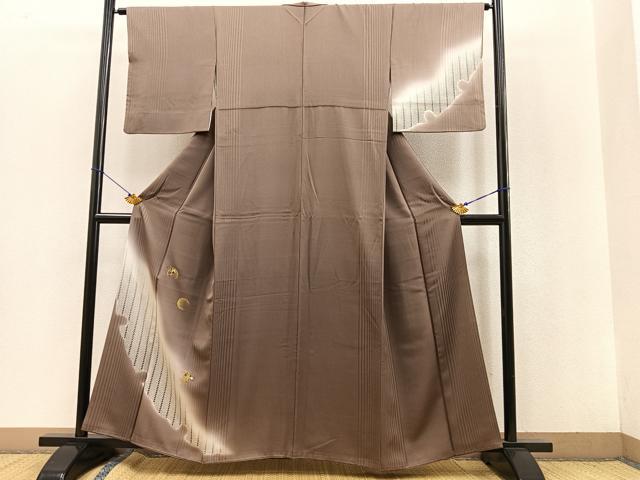 平和屋着物●訪問着 刺繍 草花文 暈し染め 金糸 正絹 逸品 BAAR4122pk