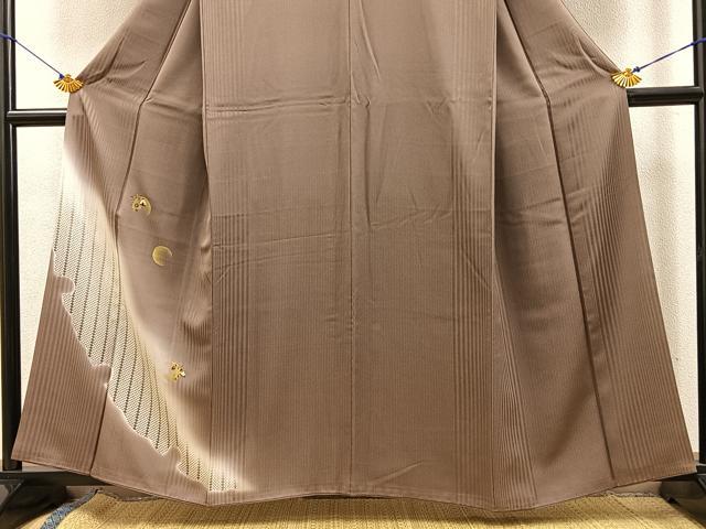 平和屋着物●訪問着 刺繍 草花文 暈し染め 金糸 正絹 逸品 BAAR4122pk
