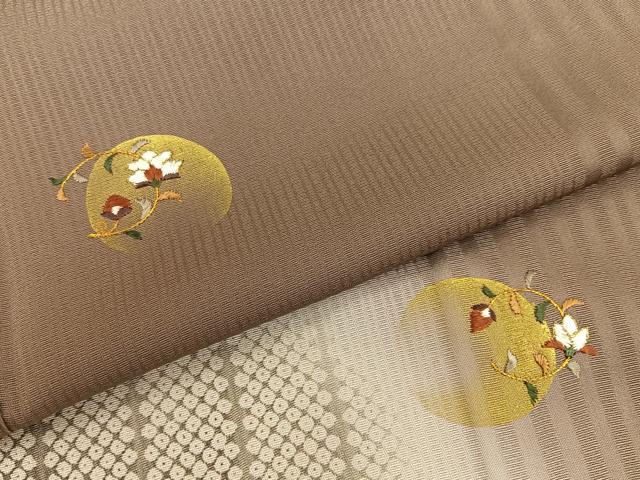 平和屋着物●訪問着 刺繍 草花文 暈し染め 金糸 正絹 逸品 BAAR4122pk