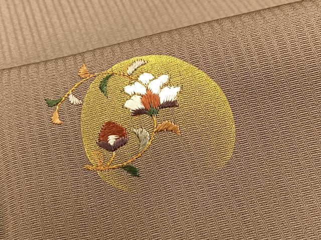 平和屋着物●訪問着 刺繍 草花文 暈し染め 金糸 正絹 逸品 BAAR4122pk
