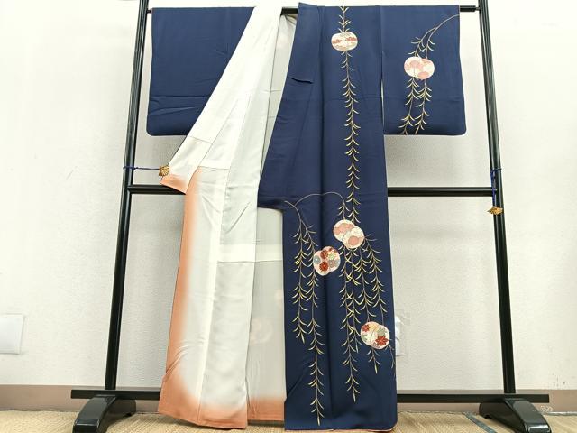 【踊り着物】 背抜き バチ衿 波 紋様 模様 金彩 身丈約158.5cm 日舞 福袋 セール 背抜き 踊り着物】 バチ衿 日 身丈約158.5cm 金彩