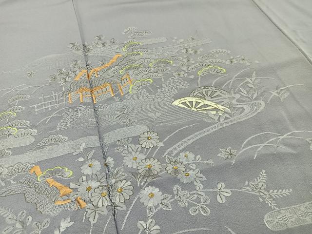 平和屋着物□訪問着 駒刺繍 御所解花文 金糸 正絹 逸品 BAAR4558ct