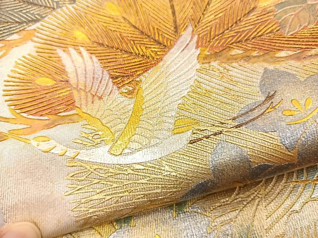 平和屋着物◎六通柄袋帯 浜松文 金銀彩 正絹 逸品 BAAR4819ct