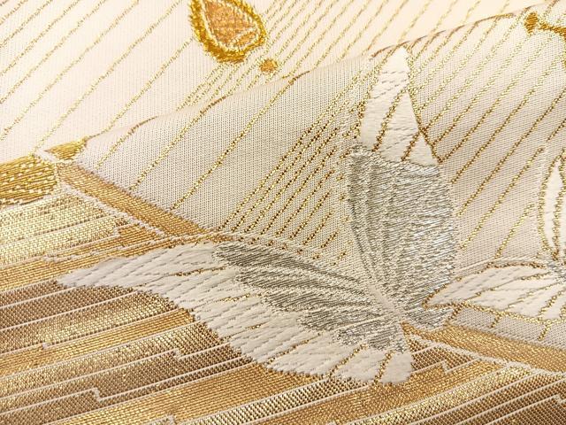 平和屋着物◎六通柄袋帯　唐織　舞蝶文　金銀糸　正絹　逸品　BAAR4849ct