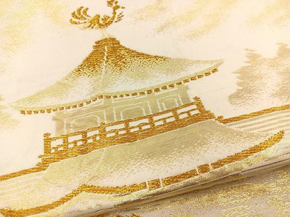 平和屋着物◎六通柄袋帯 風景文 金糸 正絹 逸品 BAAR4875ct
