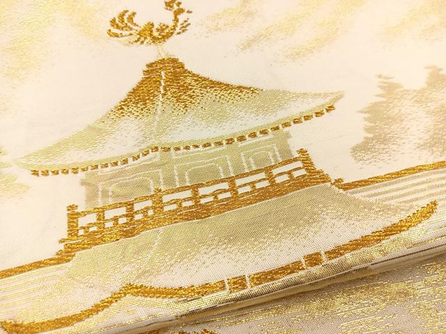 平和屋着物◎六通柄袋帯 風景文 金糸 正絹 逸品 BAAR4875ct